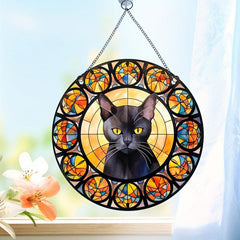 Hand Painted Jewel Cat Scratch Sun Window Hanging Decorative Pendant