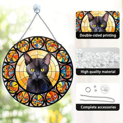 Hand Painted Jewel Cat Scratch Sun Window Hanging Decorative Pendant