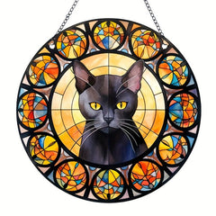 Hand Painted Jewel Cat Scratch Sun Window Hanging Decorative Pendant