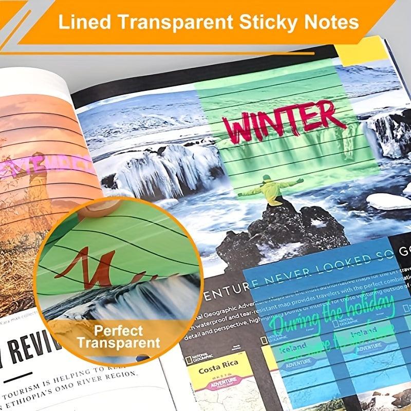 300 Lined Transparent Sticky Notes 3x3 Inch