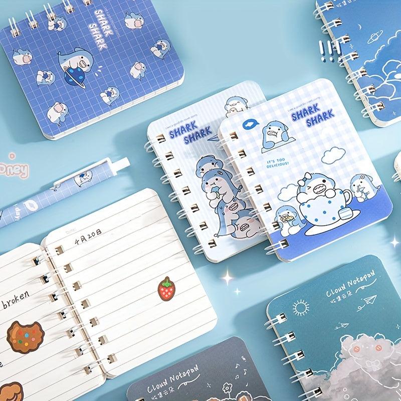 4pcs A7 Mini Coil Book Set 80pg Cartoon Notepad Student Pocket