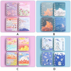4pcs A7 Mini Coil Book Set 80pg Cartoon Notepad Student Pocket