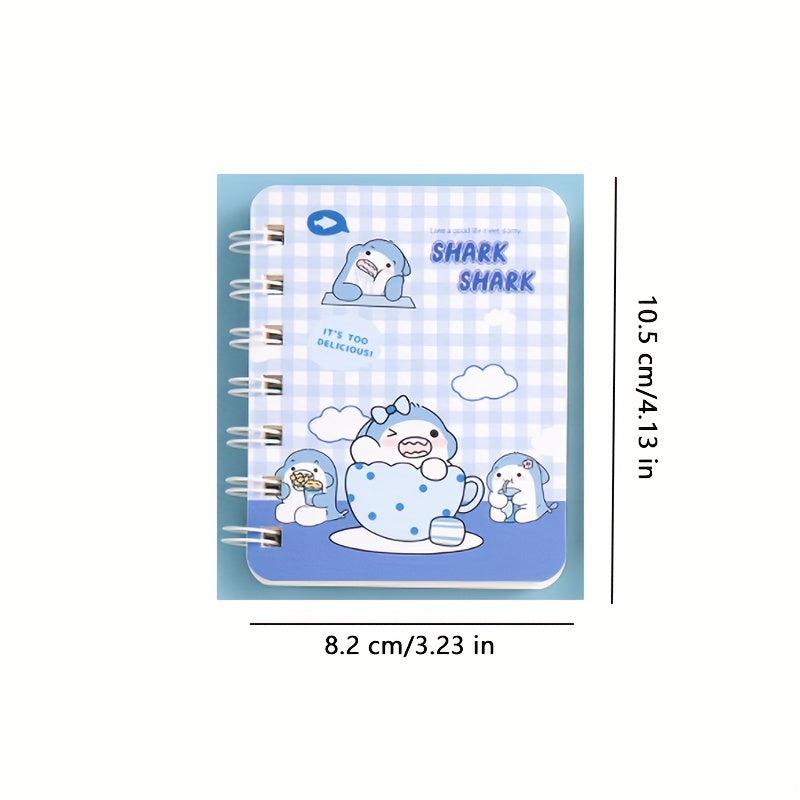 4pcs A7 Mini Coil Book Set 80pg Cartoon Notepad Student Pocket
