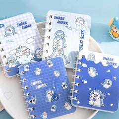 4pcs A7 Mini Coil Book Set 80pg Cartoon Notepad Student Pocket