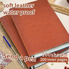 Faux Leather Notebook 200 Pages 5.91x8.31in Portable Diary Stationery Gift