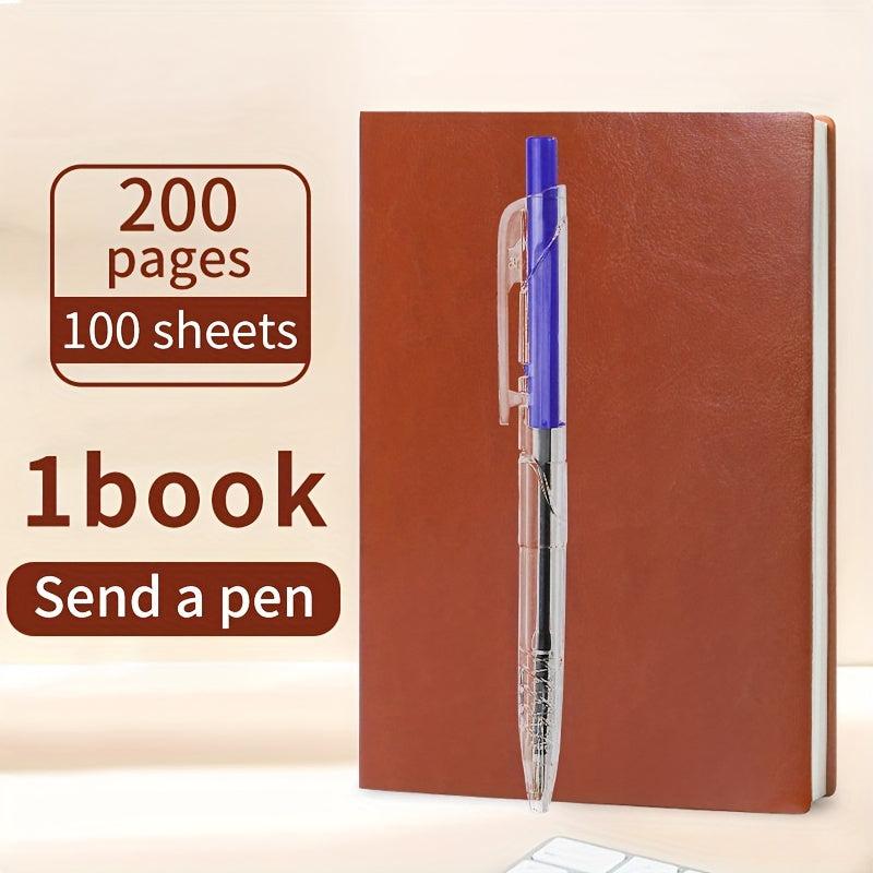 Faux Leather Notebook 200 Pages 5.91x8.31in Portable Diary Stationery Gift