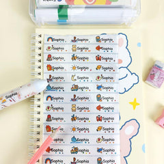 Custom Name Sticker Transparent Waterproof School Stationery Labels