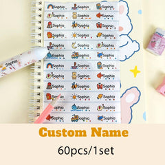 Custom Name Sticker Transparent Waterproof School Stationery Labels
