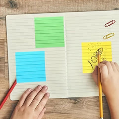 8pcs Horizontal Line Sticky Notes Fluorescent Memo Pad 360 Sheets