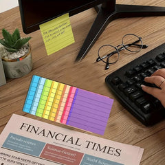 8pcs Horizontal Line Sticky Notes Fluorescent Memo Pad 360 Sheets