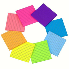 8pcs Horizontal Line Sticky Notes Fluorescent Memo Pad 360 Sheets