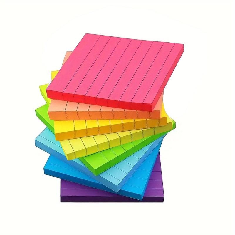 8pcs Horizontal Line Sticky Notes Fluorescent Memo Pad 360 Sheets