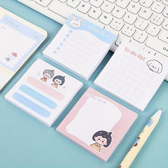 80 Sheets Creative Cartoon Sticky Notes Student Memos Message Stickers