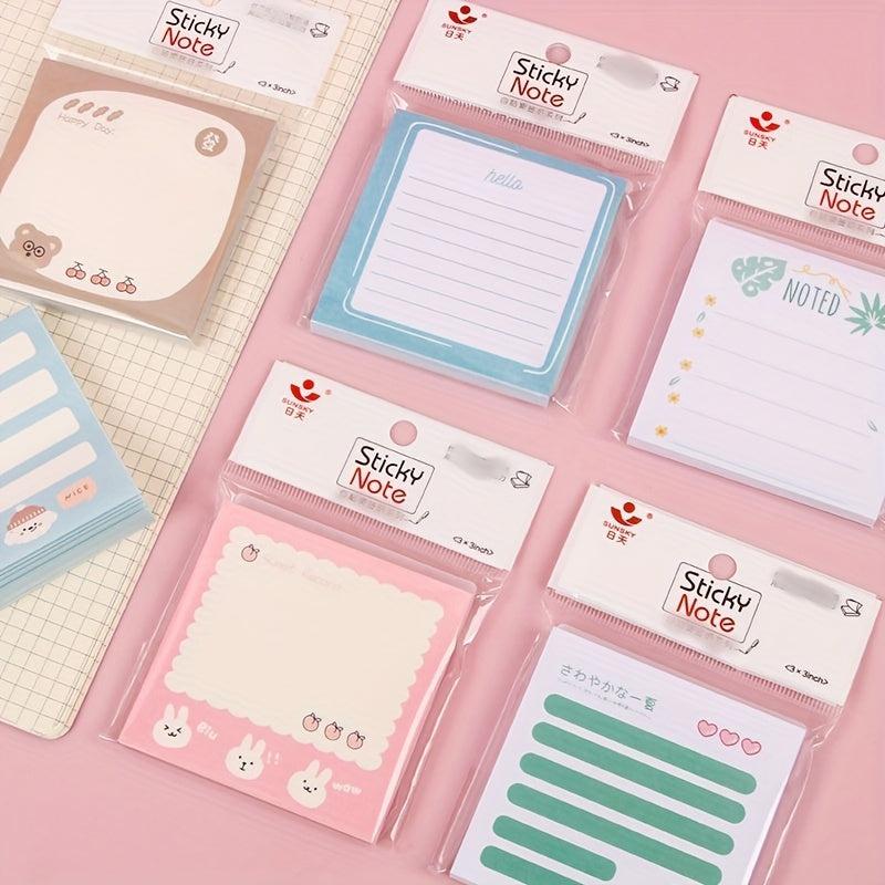 80 Sheets Creative Cartoon Sticky Notes Student Memos Message Stickers