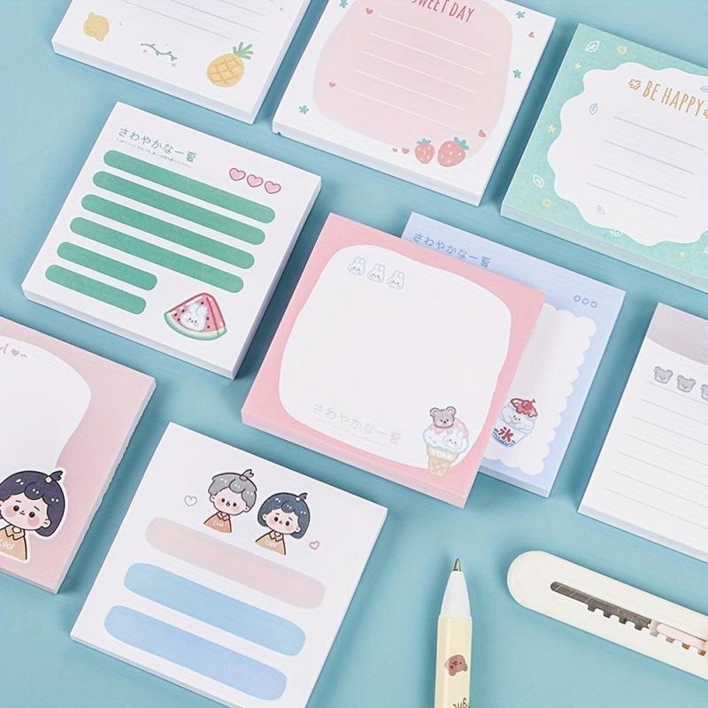 80 Sheets Creative Cartoon Sticky Notes Student Memos Message Stickers