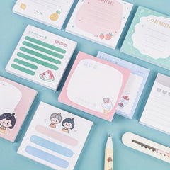 80 Sheets Creative Cartoon Sticky Notes Student Memos Message Stickers