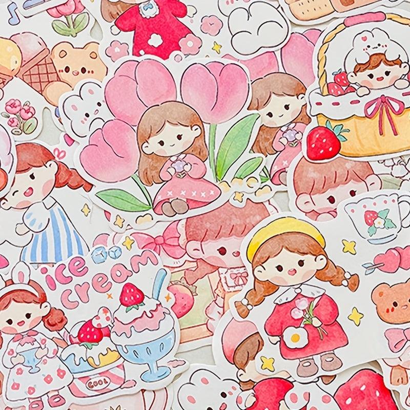 100pcs Cartoon Girl Series Paper Pack DIY Stickers