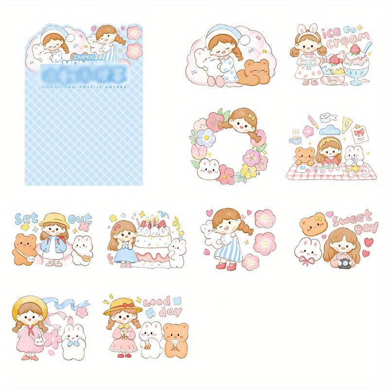 100pcs Cartoon Girl Series Paper Pack DIY Stickers