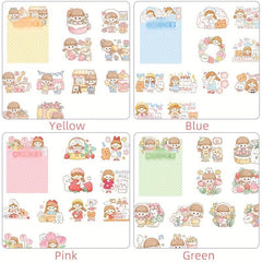 100pcs Cartoon Girl Series Paper Pack DIY Stickers