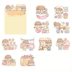 100pcs Cartoon Girl Series Paper Pack DIY Stickers