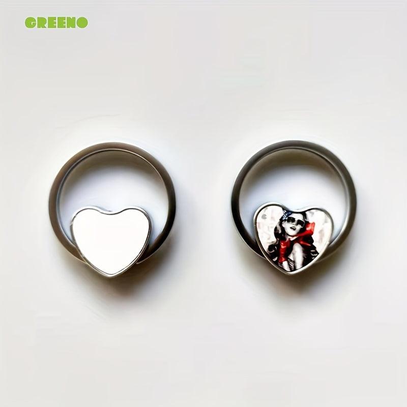 Metal Heart Keychains Double Sided Rotate Key Rings for Sublimation Blank Heart