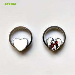 Metal Heart Keychains Double Sided Rotate Key Rings for Sublimation Blank Heart