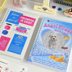 Puppy A5 Book Style Double Sided Release Sticker Tape Storage Diary