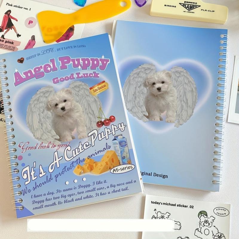 Puppy A5 Book Style Double Sided Release Sticker Tape Storage Diary