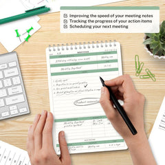 Meeting Notes Notepad - Action Items Tracking - Spiral Bound - Undated Tear Off