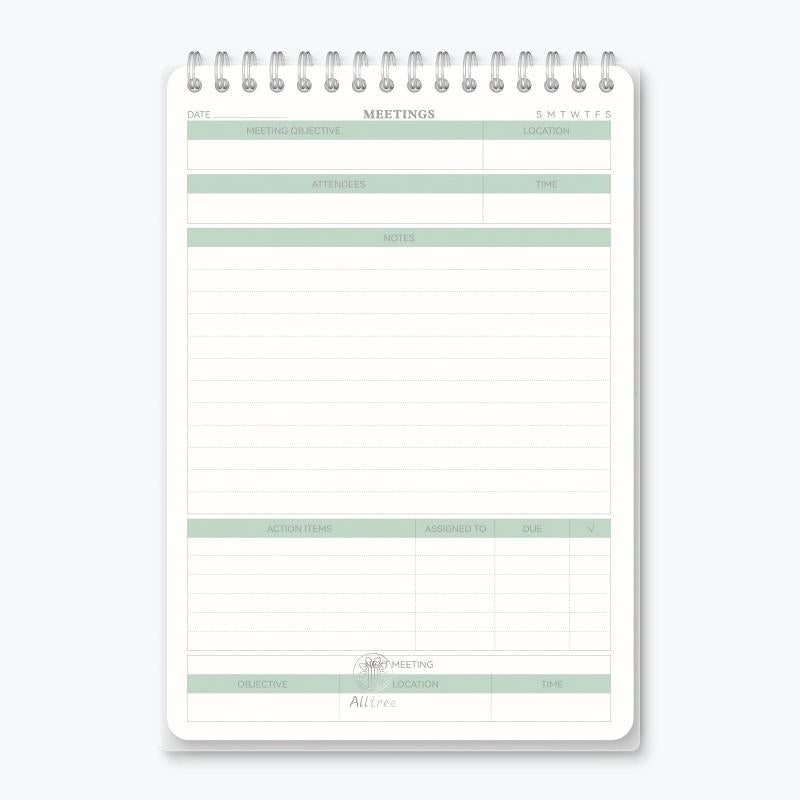 Meeting Notes Notepad - Action Items Tracking - Spiral Bound - Undated Tear Off
