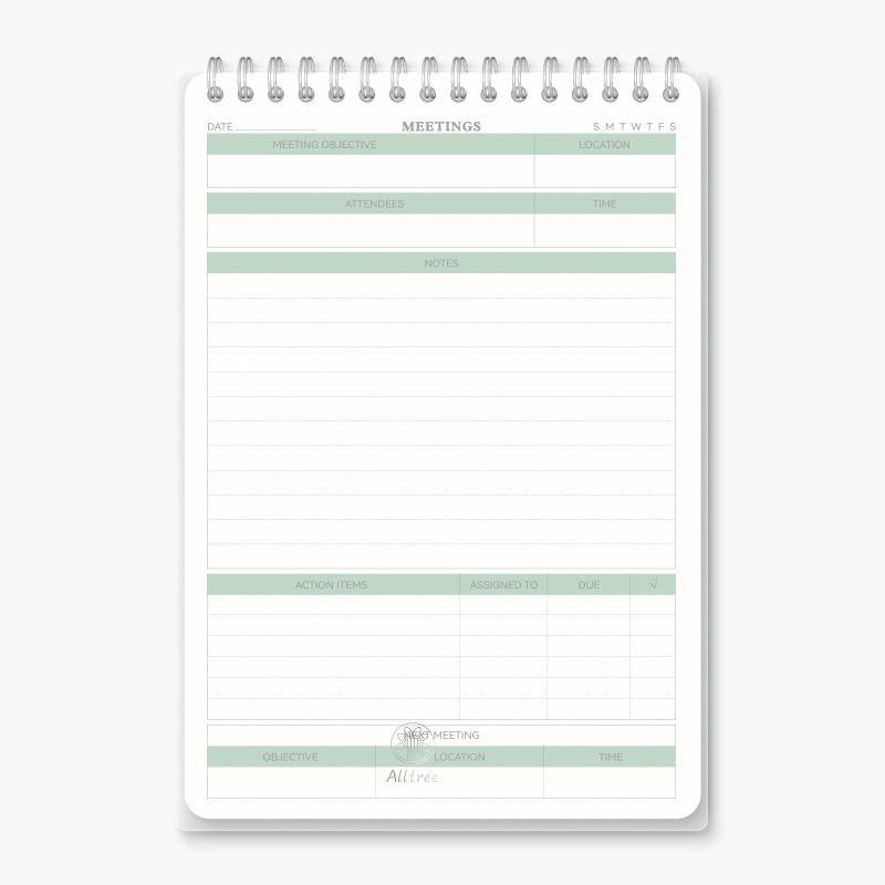 Meeting Notes Notepad - Action Items Tracking - Spiral Bound - Undated Tear Off