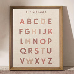 Adorable Alphabet Poster Dusty Pink Wall Decor