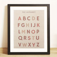 Adorable Alphabet Poster Dusty Pink Wall Decor