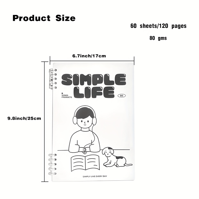 Spiral Notebook 9.8 x 6.7 Thick Plastic Hardcover 120 Pages