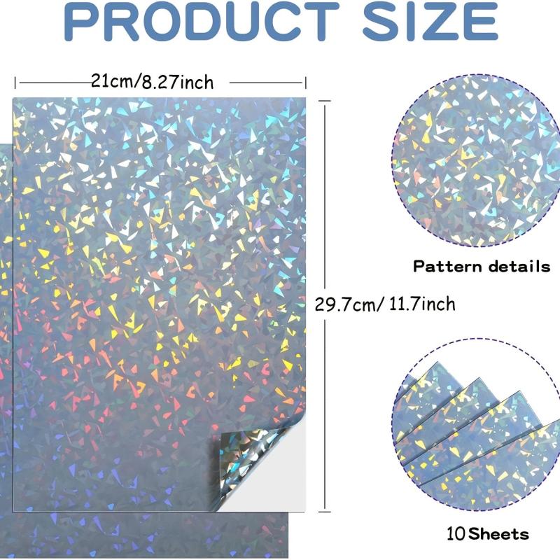 Rainbow Holographic Sticker Paper 10 Sheets A4 8.27x11.7