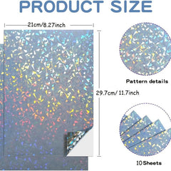 Rainbow Holographic Sticker Paper 10 Sheets A4 8.27x11.7