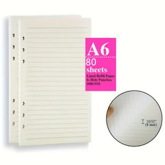 A6 Refills Lined Paper Personal Size Loose Leaf Paper 6 Hole Punched