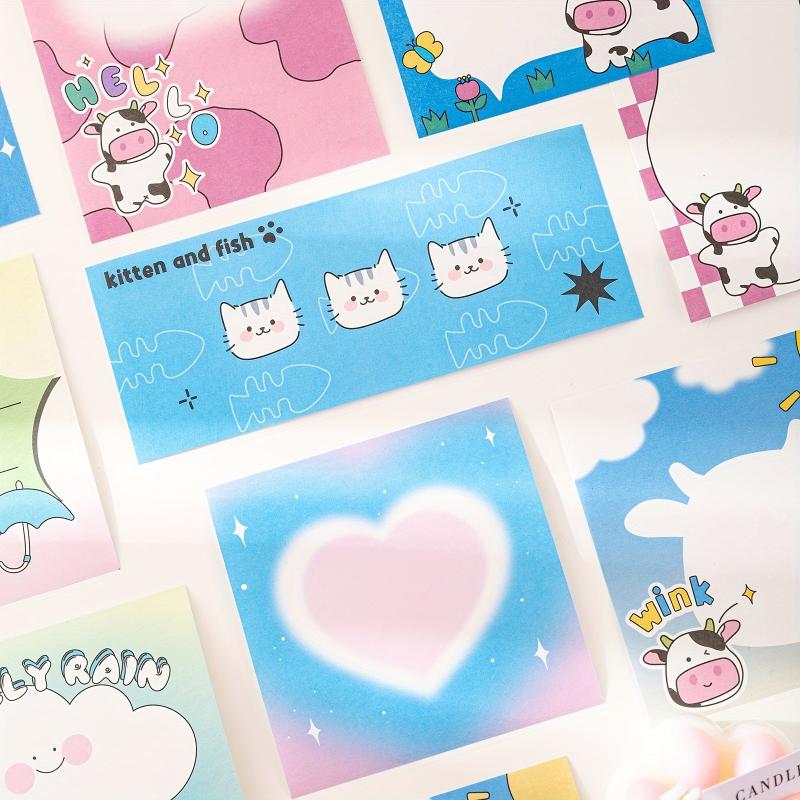 50pcs Cartoon Sticky Notes Paper Tearable Non sticky Journal Material