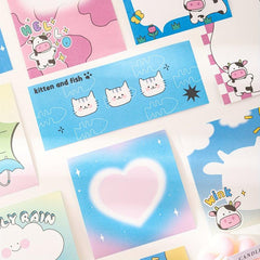 50pcs Cartoon Sticky Notes Paper Tearable Non sticky Journal Material