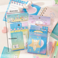 50pcs Cartoon Sticky Notes Paper Tearable Non sticky Journal Material