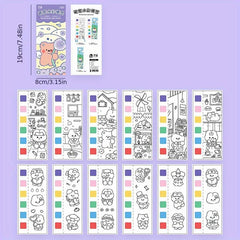 12 Pages Animal Watercolor Coloring Memo Book Hand-painted Message Card