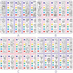 12 Pages Animal Watercolor Coloring Memo Book Hand-painted Message Card