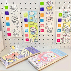 12 Pages Animal Watercolor Coloring Memo Book Hand-painted Message Card