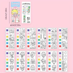12 Pages Animal Watercolor Coloring Memo Book Hand-painted Message Card