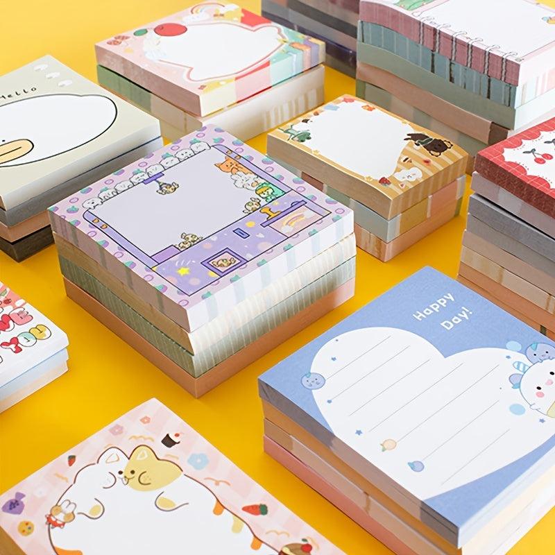 100pcs Cartoon Sticky Notes Animal Doll Pattern Colorful Message St