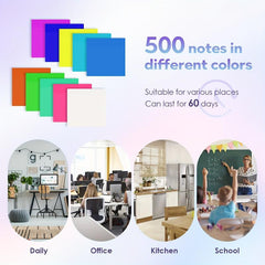 500 Transparent Sticky Notes in 10 Colors for Office Labeling