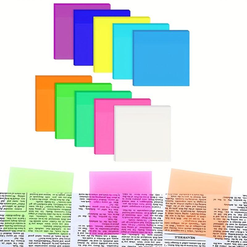 500 Transparent Sticky Notes in 10 Colors for Office Labeling