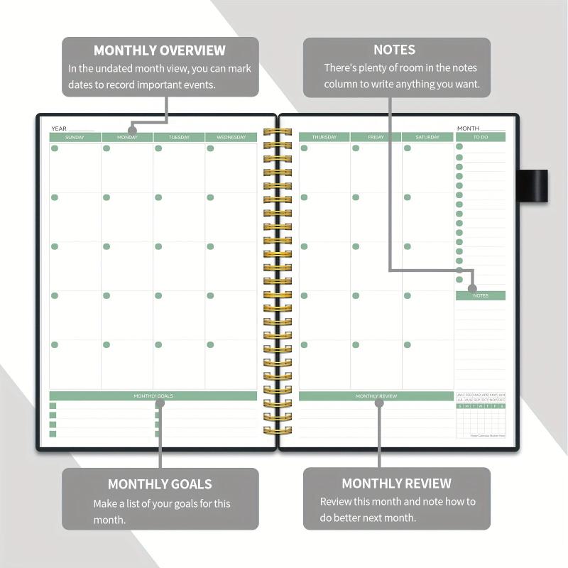 Undated Hourly Planner with Habit Tracker and Pen Loop