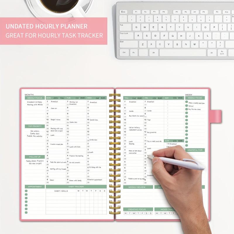 Undated Hourly Planner with Habit Tracker and Pen Loop