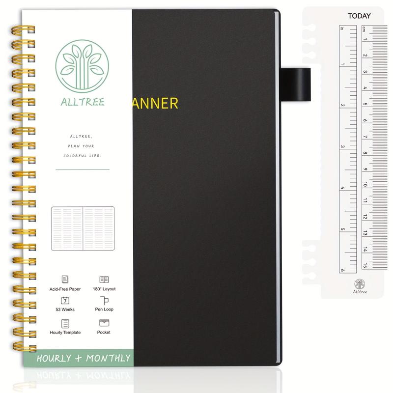 Undated Hourly Planner with Habit Tracker and Pen Loop